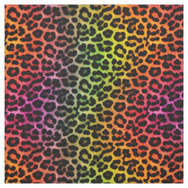 Rainbow Leopard Spots Print Pattern Fabric (Swatch)