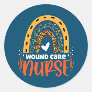 Rainbow Leopard Wound Care Nurse Squad Nursing Classic Round Sticker