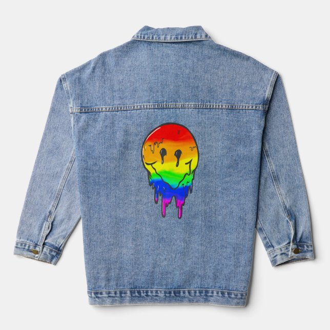 Rainbow Lesbian Gay Ice Lgbt Pride  Denim Jacket (Back)