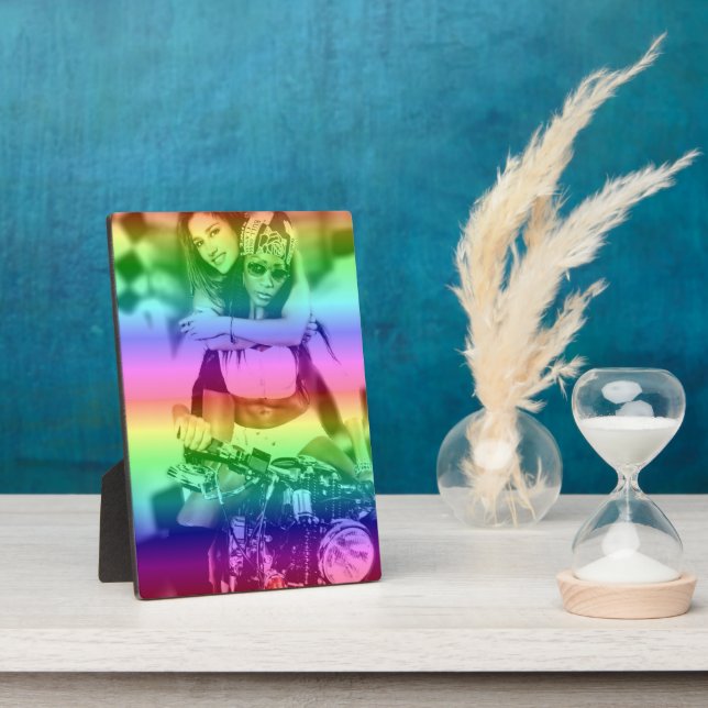 Rainbow Lesbian Pride Personalised Photo Plaque (Side)