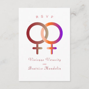 Rainbow lesbian wedding rsvp invitation