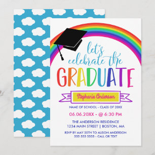 Rainbow Let's Celebrate the Graduate Invitation