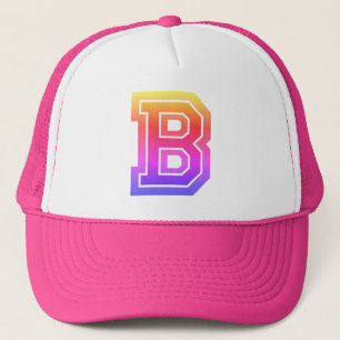 Rainbow Letter 'B' Monogram Trucker Hat