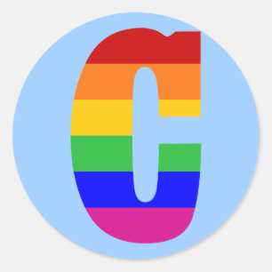 Rainbow Letter C Classic Round Sticker