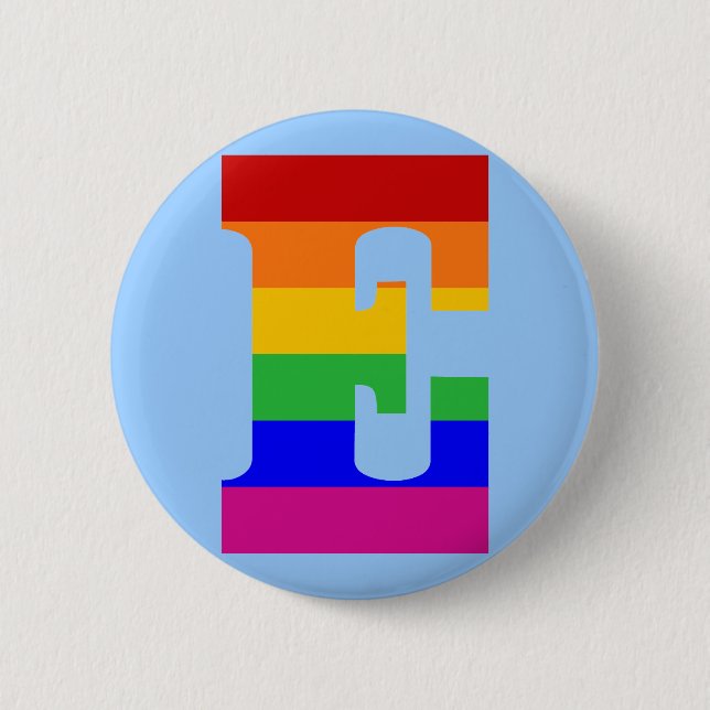Rainbow Letter E 6 Cm Round Badge (Front)