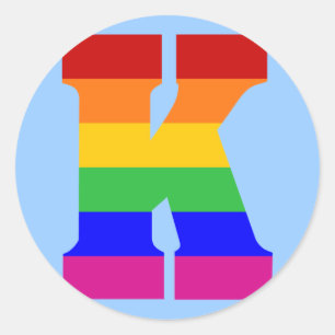 Rainbow Letter K Classic Round Sticker