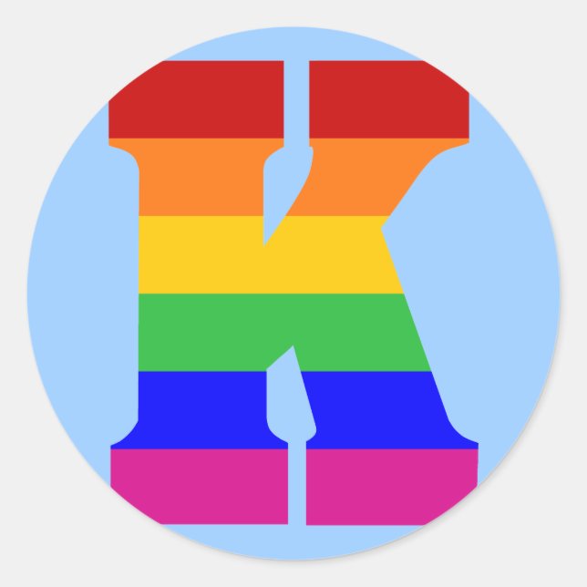 Rainbow Letter K Classic Round Sticker (Front)