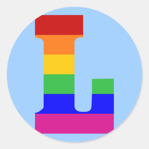 Rainbow Letter L Classic Round Sticker