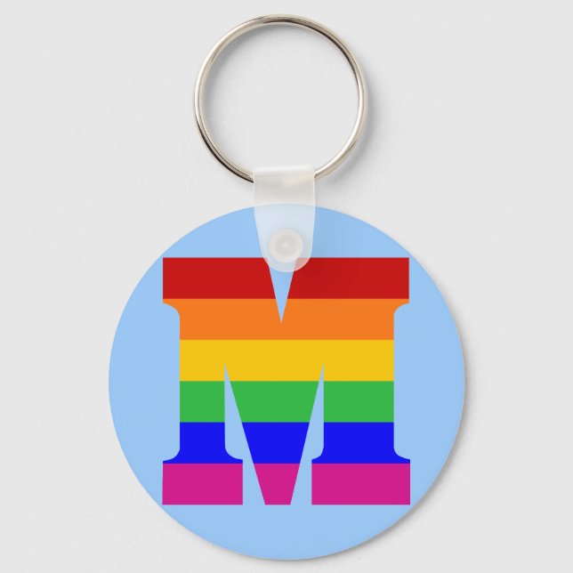 Rainbow Letter M Key Ring (Front)