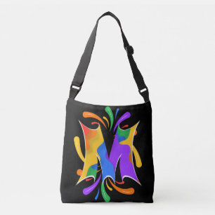 Rainbow Letter M Monogram Abstract Crossbody Bag