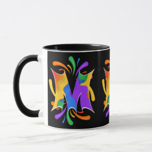 Rainbow Letter M Monogram Abstract Mug