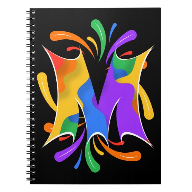 Rainbow Letter M Monogram Abstract Notebook (Front)