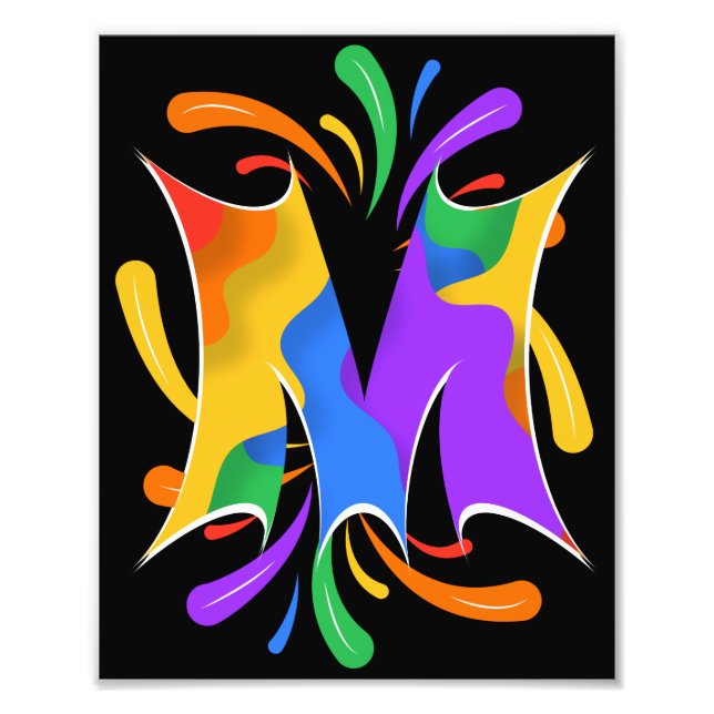 Rainbow Letter M Monogram Abstract Photo Print (Front)