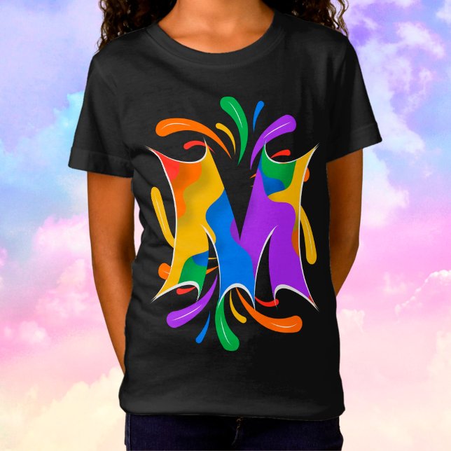 Rainbow Letter M Monogram Abstract T-Shirt (Creator Uploaded)