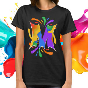 Rainbow Letter M Monogram Abstract T-Shirt