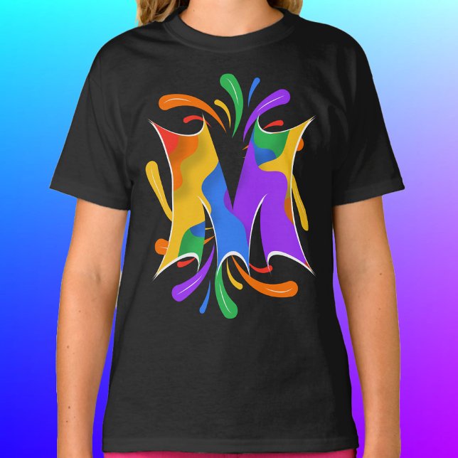 Rainbow Letter M Monogram Abstract T-Shirt (Rainbow Letter M Monogram Abstract T-Shirt)
