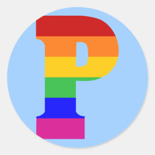 Rainbow Letter P Classic Round Sticker