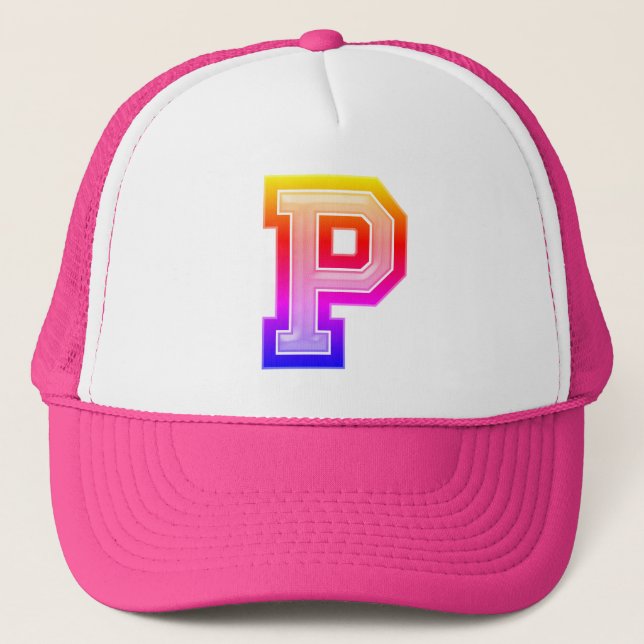 Rainbow Letter "P" Trucker Hat (Front)