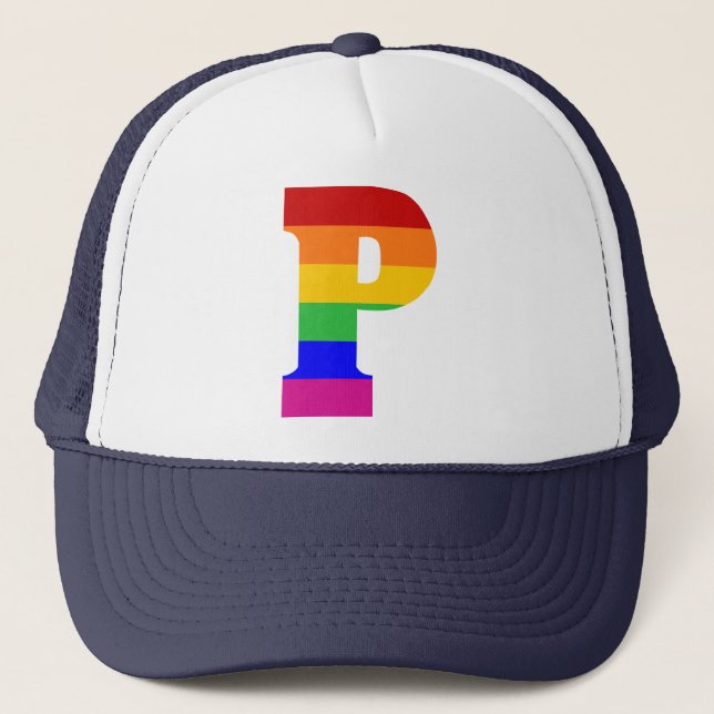 Rainbow Letter P Trucker Hat (Front)
