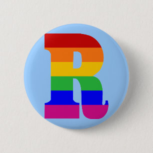 Rainbow Letter R 6 Cm Round Badge