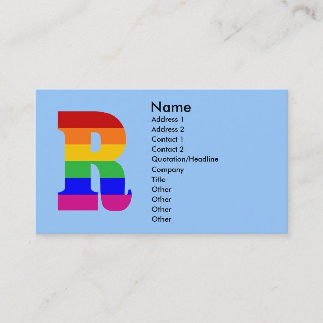 Rainbow Letter R Business Card (Front)