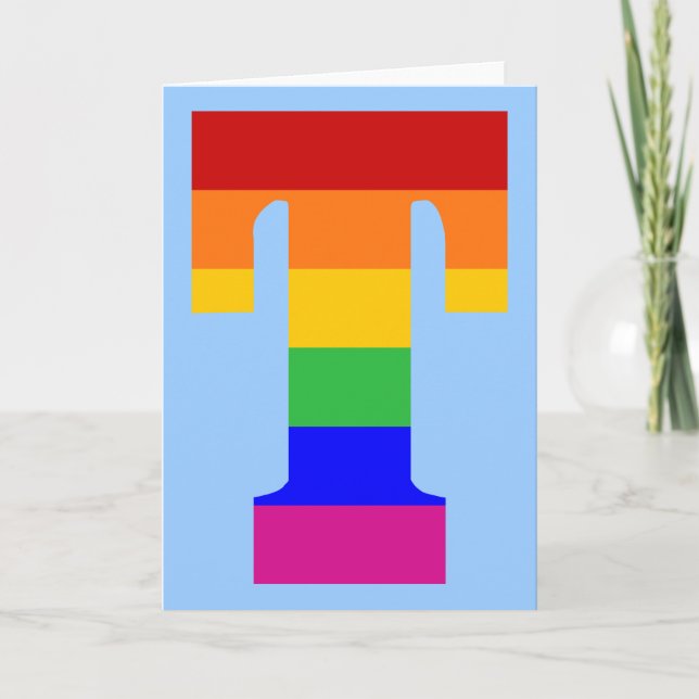 Rainbow Letter T Note Card (Front)