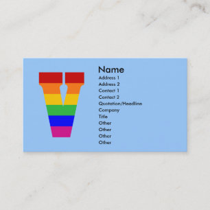 Rainbow Letter V Business Card