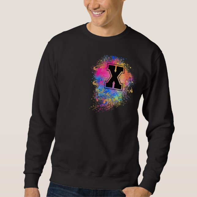 Rainbow Letter X Initial Monogrammed Colourful Pin Sweatshirt (Front)
