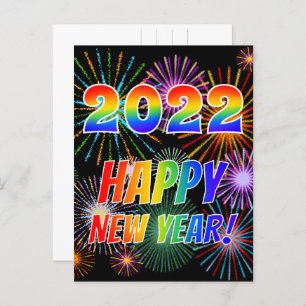 Rainbow Letters "2022" + "HAPPY NEW YEAR!" Postcard