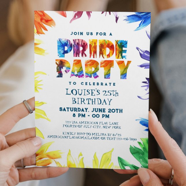 Rainbow Letters and Backround Pride Birthday Party Invitation (Creator Uploaded)