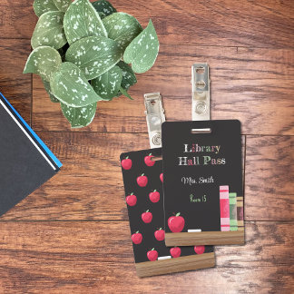 Rainbow Letters Chalkboard Vertical Hall Pass ID Badge
