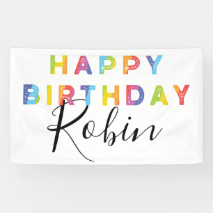 Rainbow Letters Simple Style Personalised Birthday Banner