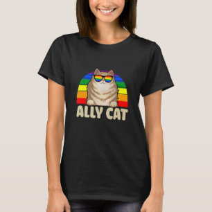 Rainbow Lgb Pride Month Support Cat T-Shirt