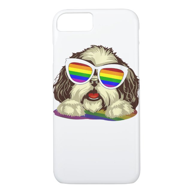 Rainbow LGBT Flag Gay Pride Shih Tzu Dog  Copy Case-Mate iPhone Case (Back)