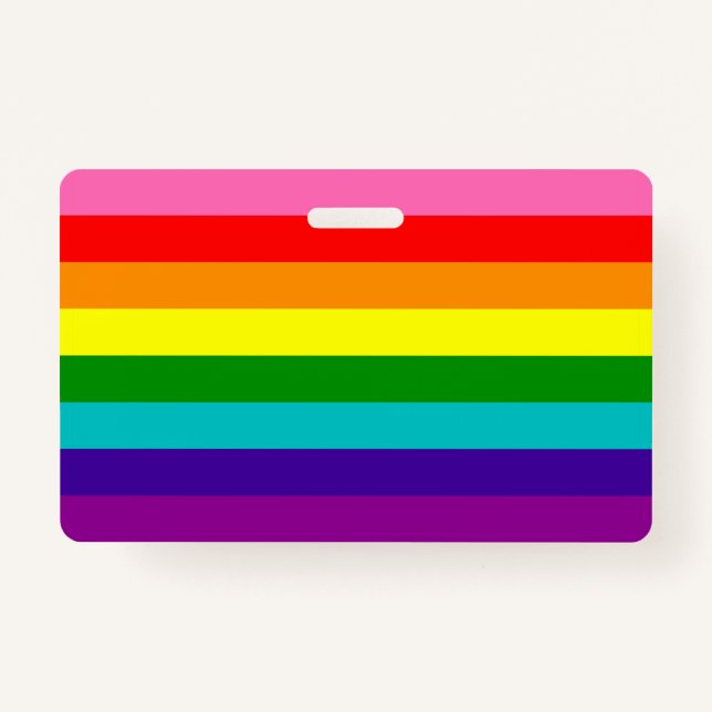 Rainbow LGBT gay flag Badge ID Badge (Front)