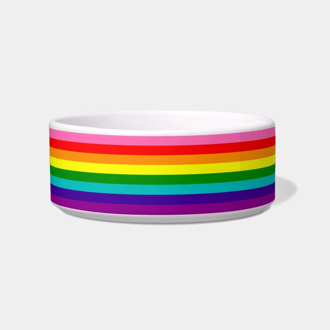 Rainbow LGBT gay flag Ceramic Pet Bowl (Front)