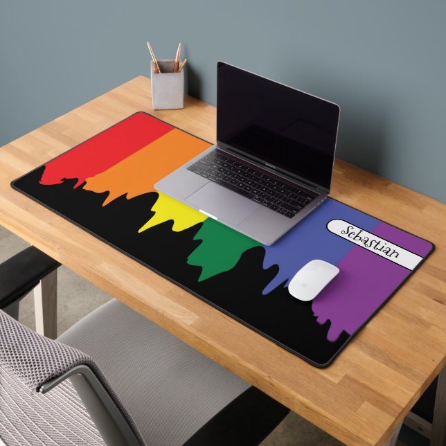 Rainbow LGBT Gay Pride Personalised Desk Mat (Office 2)