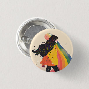 rainbow lgbt girl, Gay Lesbian, pride 3 Cm Round Badge