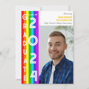 Rainbow LGBT Graduation Party Photo Invitation