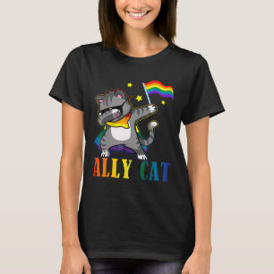 Rainbow Lgbt Lesbian Pride Funny Cat Dabbing T-Shirt