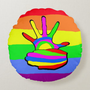 Rainbow LGBT love Round Cushion