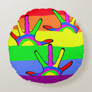 Rainbow LGBT love Round Pillow