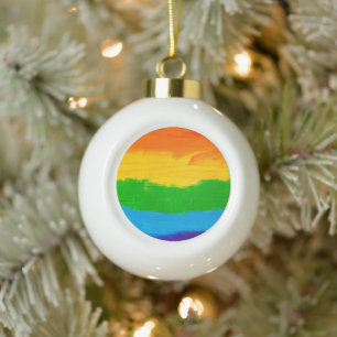 Rainbow LGBT Pride Ceramic Ball Ornament – Gift