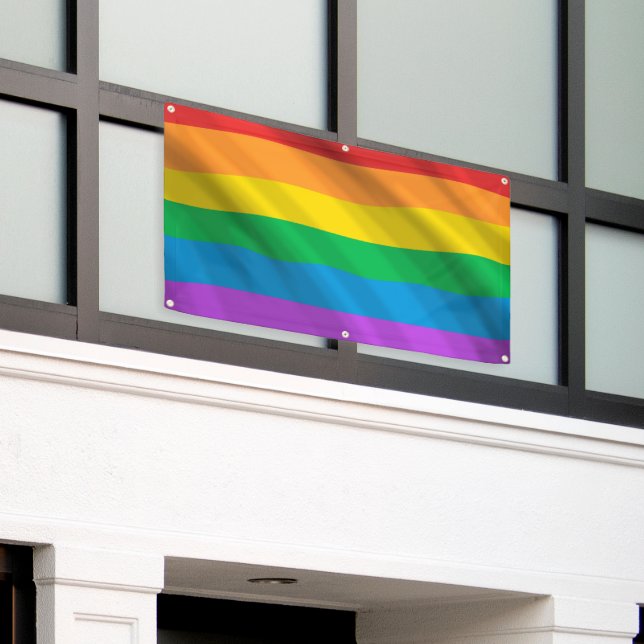 Rainbow LGBT Pride Flag Banner | Love Is Love Part (Outside Building)
