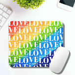 Rainbow LGBT Pride Love Is Love Mouse Mat<br><div class="desc">This colourful desk mat is decorated with a watercolor rainbow background and a Love is Love pattern in stylish white typography.</div>