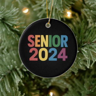 Rainbow LGBT Pride Senior 2024 Graduation Ceramic Tree Decoration