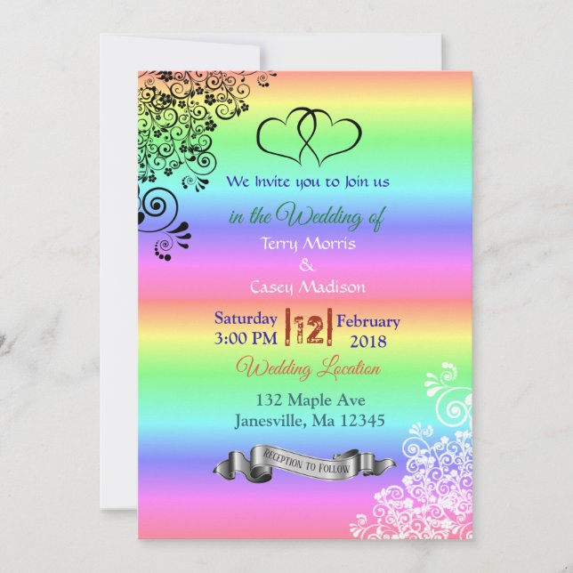 Rainbow LGBT Wedding Invitations (Front)