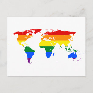 Rainbow LGBT World Map Postcard
