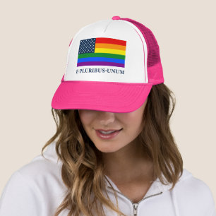 Rainbow LGBTQ American Pride Diversity Flag Motto Trucker Hat