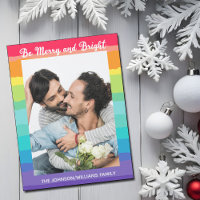 Rainbow LGBTQ Photo Cute Magnetic Christmas Card